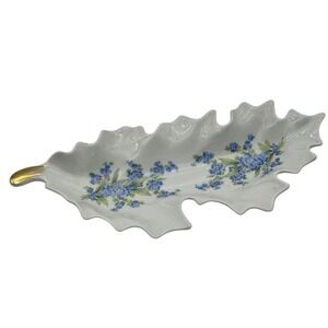 Vintage Leaf Plate of Pretty Pansies Made In Old Nuremberg Bavaria Germany